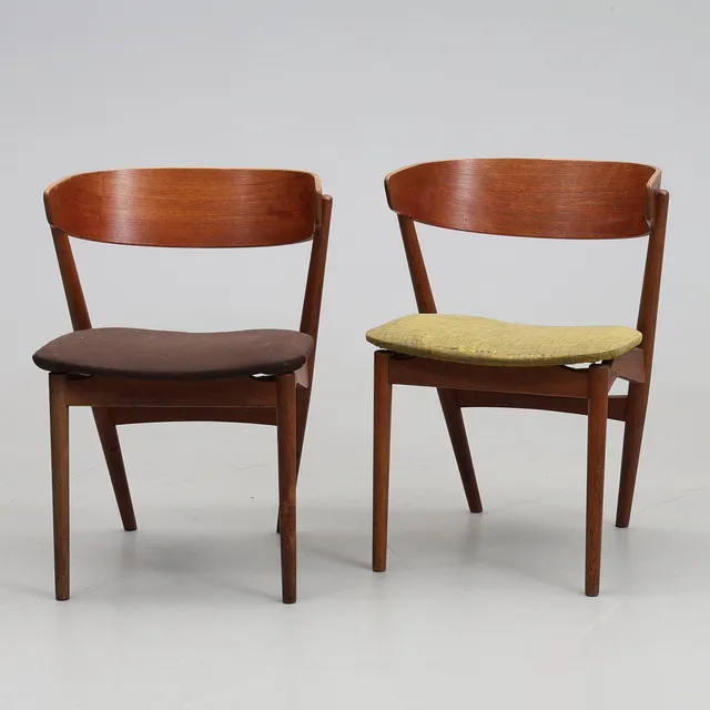 HELGE SIBAST. Stolar, ett par, modell 'No.7', ek, teakfaner, 1960-tal, Danmark.