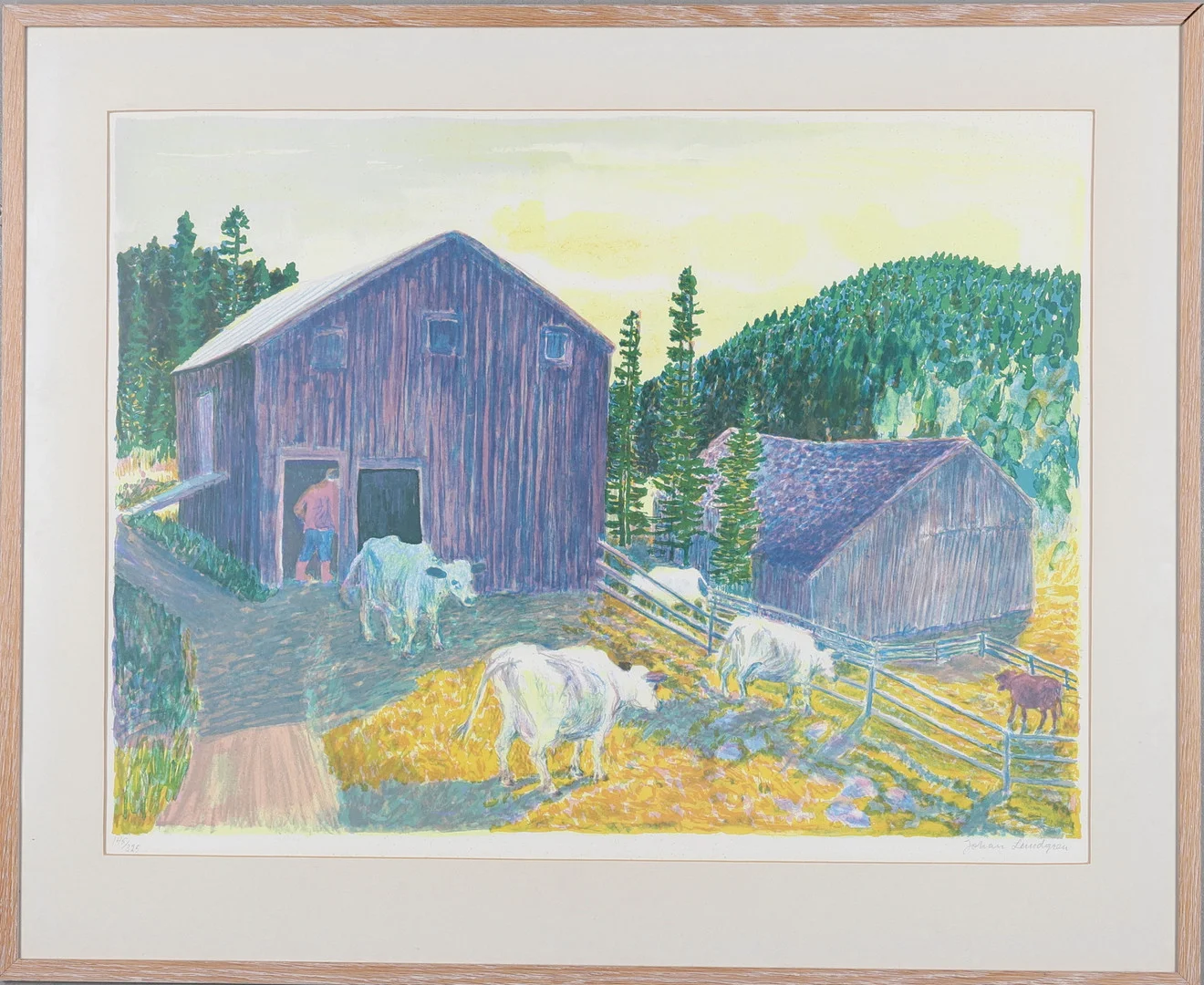 JOHAN LUNDGREN. Färglitografi, signerad och numrerad 145/325. — Engravings & Prints — Gomér & Andersson Norrköping
