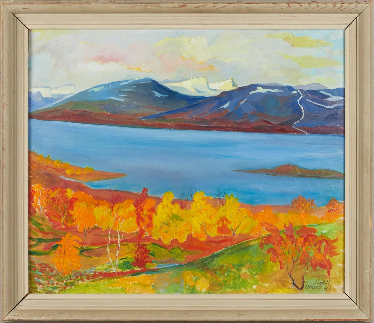 KJELL LEANDER ENGSTRÖM (1914-79) "Abisko", signerad och daterad Kjell 41, olja på pannå. — Paintings — Crafoord Auktioner Stockholm