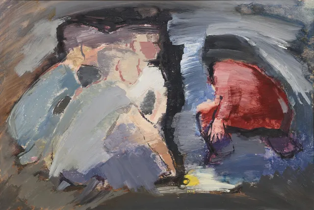EUGEN KASK. Figurkomposition, olja på duk uppspänd på pannå, signerad.
