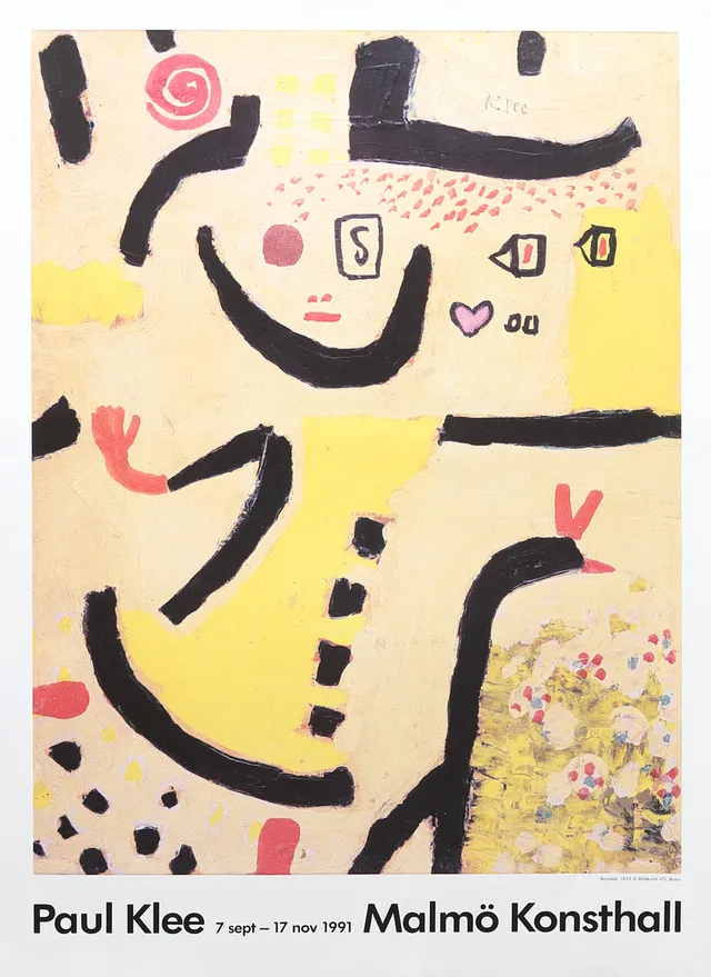 UTSTÄLLNINGSAFFISCH, screentryck, Paul Klee, Malmö Konsthall.