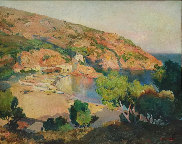 ARMAND MIRAVALLS BOVÉ. ÓLEO LIENZO, "TAMARIU, 1945".