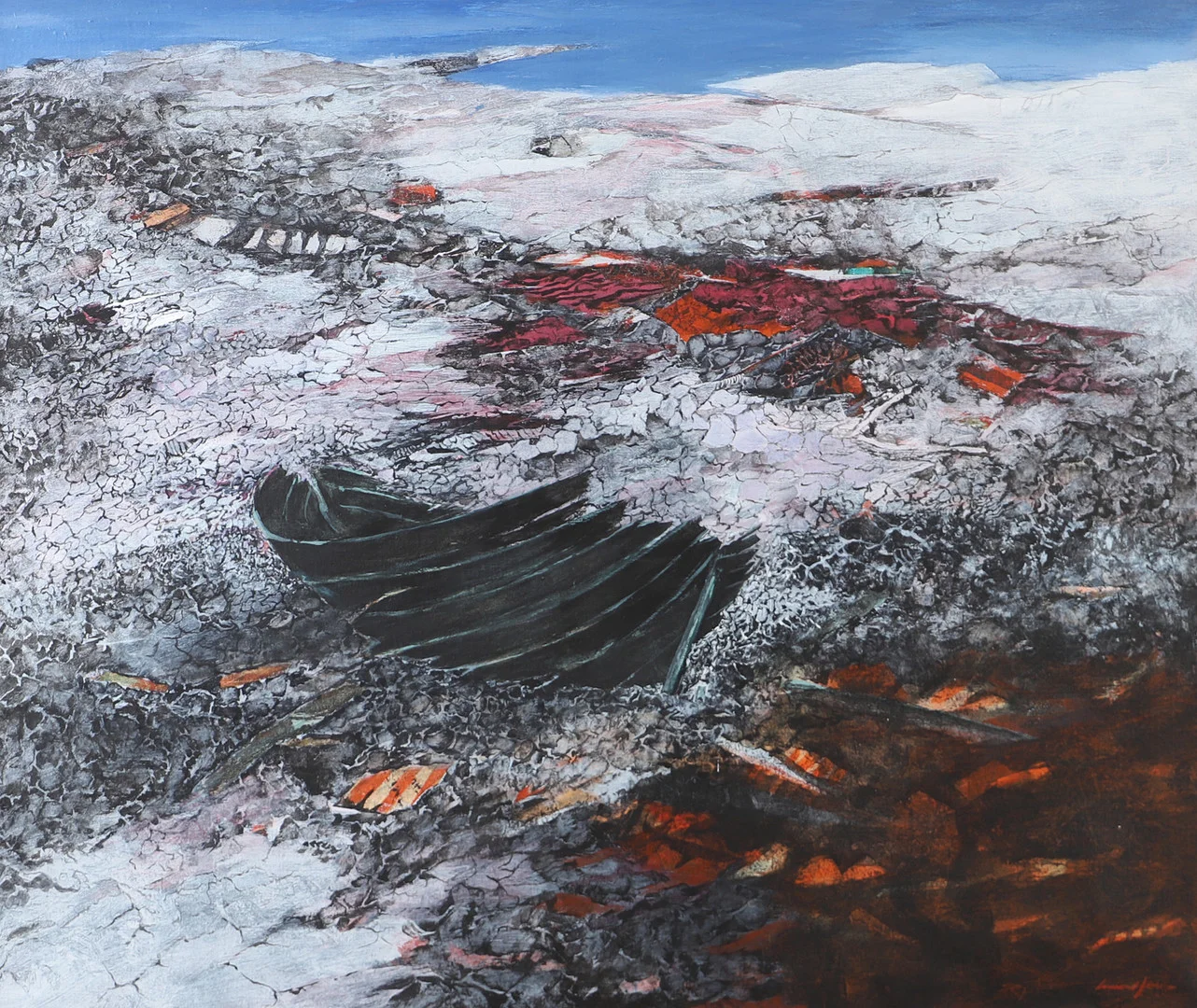 LENNART JÖNSSON. "Vrak och tegelskrot", olja på duk signerad. — Paintings — Helsingborgs Auktionskammare