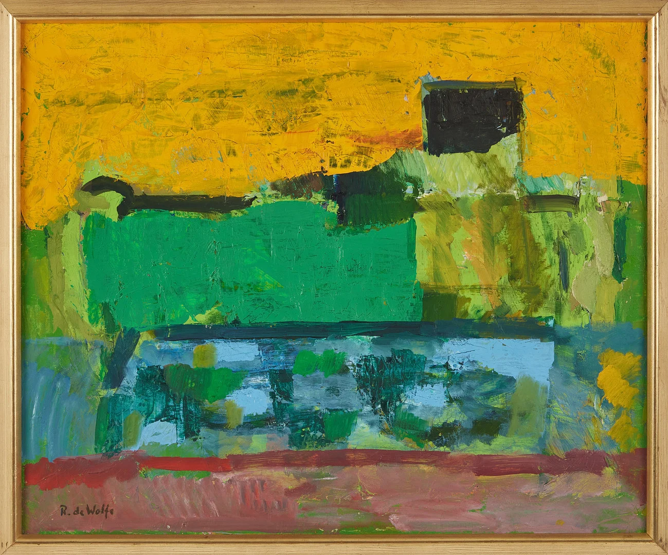RONALD DE WOLFE. Abstrakt komposition, olja på duk, signerad. — Paintings — Stockholms Auktionsverk Magasin 5