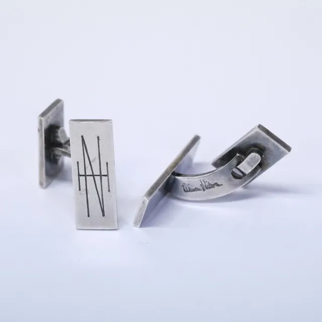 WIWEN NILSSON. MANSCHETTKNAPPAR, 1 PAR, SILVER.