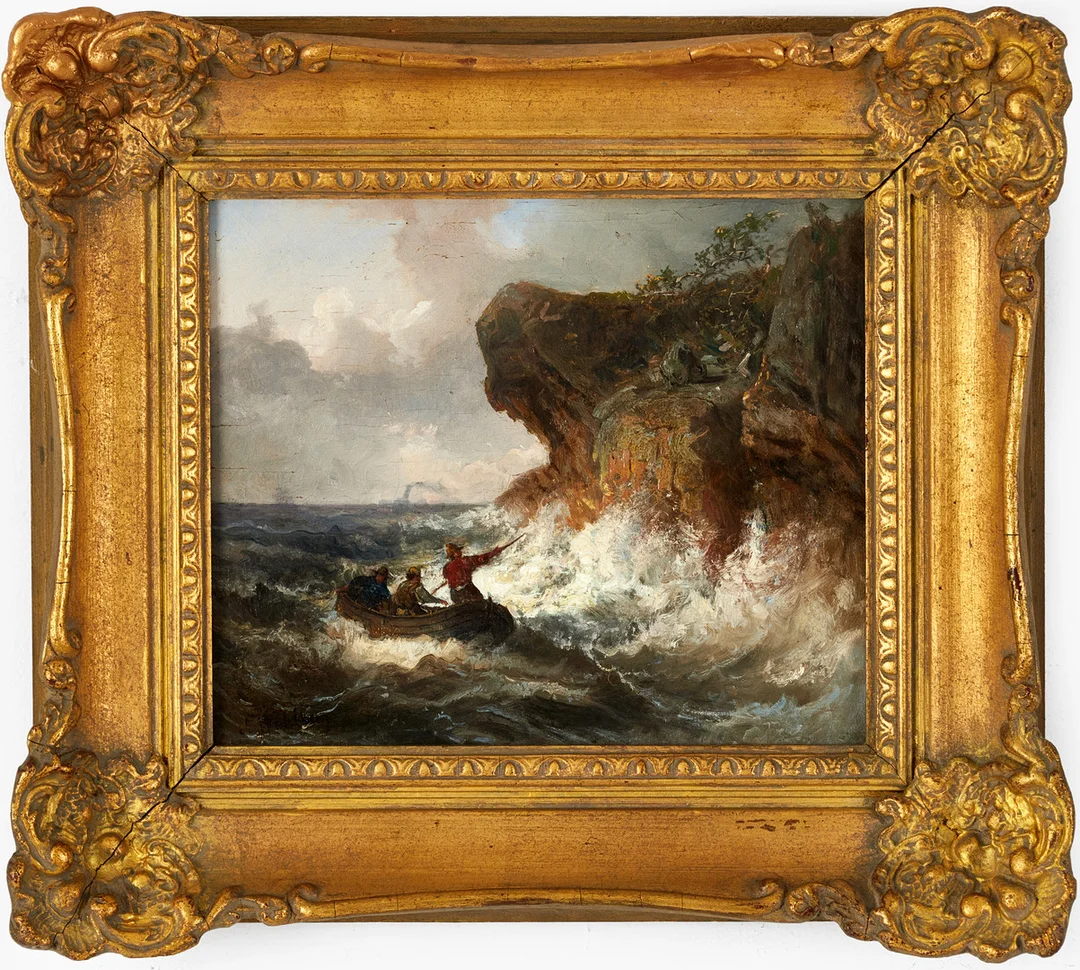 ALFRED WAHLBERG (1834-1906). Eka vid klippa, signerad A. Wahlberg, olja på duk. — Paintings — Crafoord Auktioner Stockholm