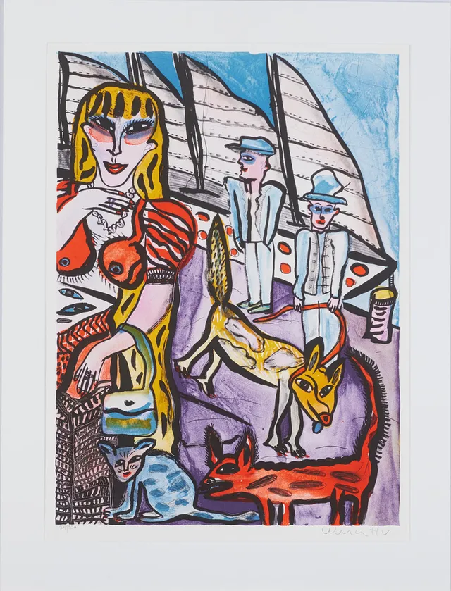 ULRICA HYDMAN-VALLIEN. Figurkomposition, färglitografi, signerad Ulrica HV, numrerad 301/320.