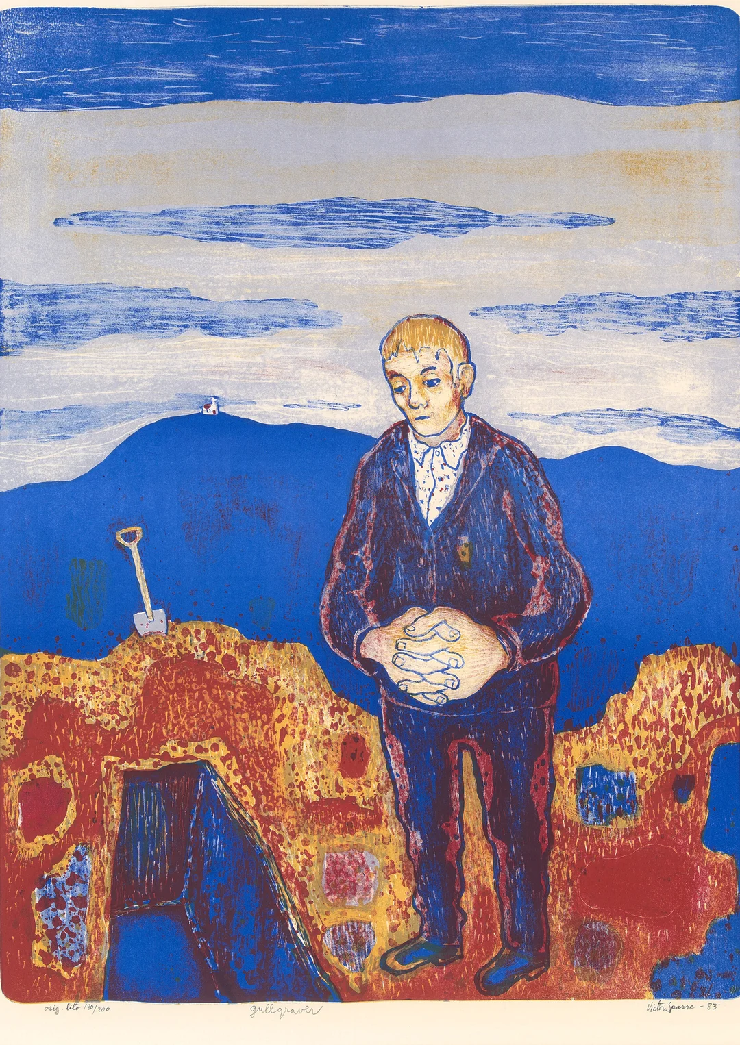 Sparre, Victor — "Minnesmerket / Gullgruven" 1983 — Kunst/Grafikk — Blomqvist