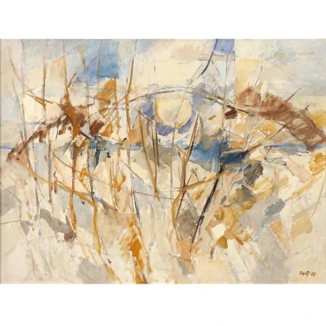 Finn Hillerup Jørgensen. Composition. Oil on plate (cd)