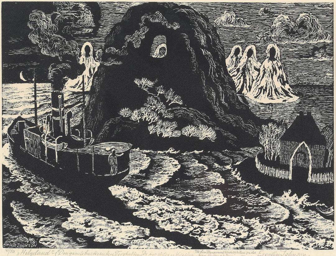 Johnson, Kaare Espolin — "Helgeland" 1953 — Kunst/Grafikk — Blomqvist