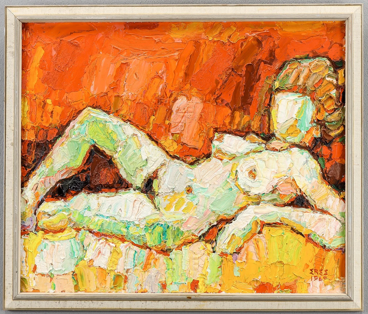 ARNOLD ERES. Olja på pannå, signerad 1969. — Paintings — Karlstad Hammarö Auktionsverk