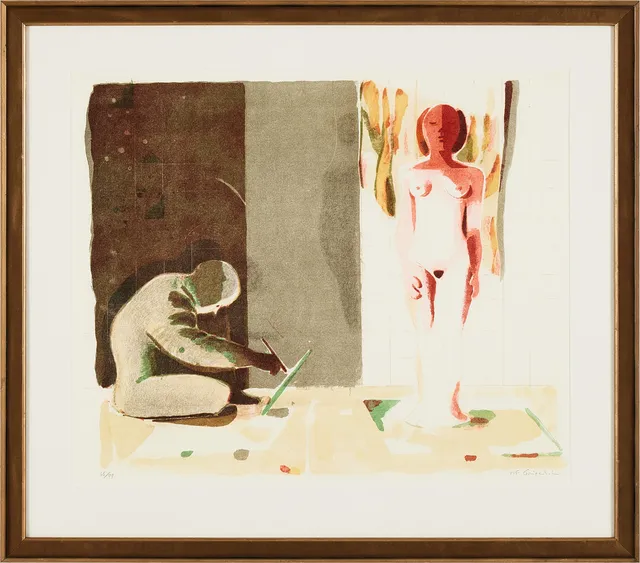 ULF GRIPENHOLM. Figurkomposition, färglitografi, signerad och numrerad 65/99.
