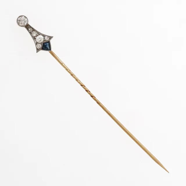 Barcelona diamonds and sapphire tie pin, circa 1920.