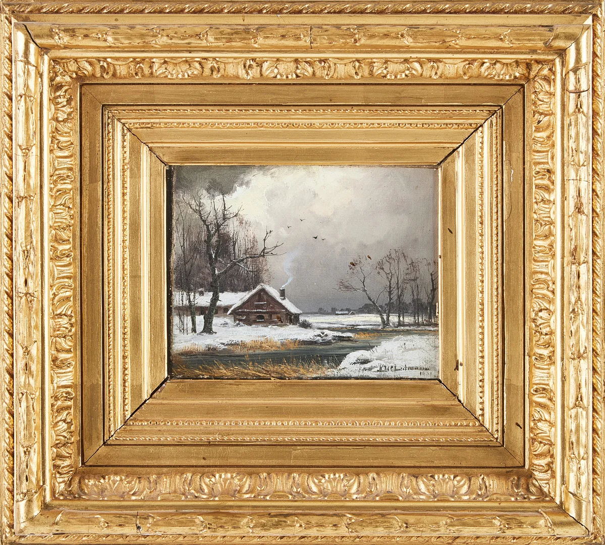 NIELS HANS CHRISTIANSEN (1850-1922). Vinterlandskap, olja på duk, signerad. — Paintings — Stockholms Auktionsverk Magasin 5