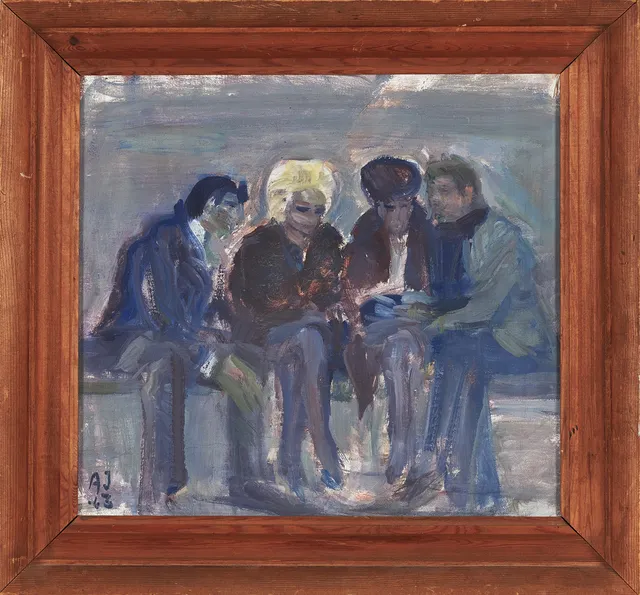ALVAR JANSSON. "Lillstugan", olja på duk, monogramsignerad AJ, daterad 1963.