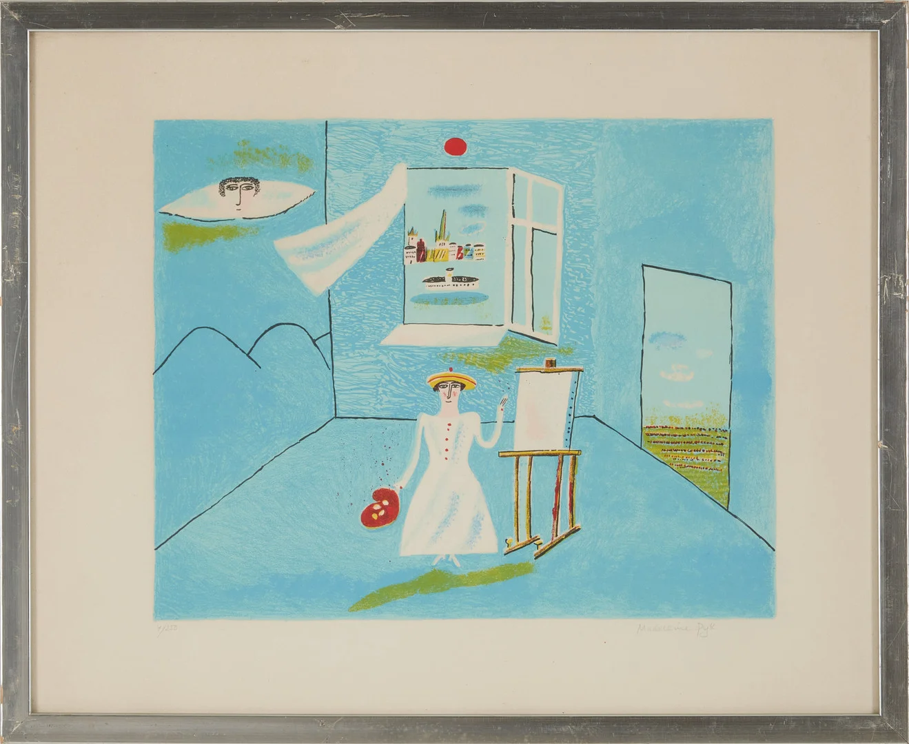 MADELEINE PYK. "Ateljén", signerad och numrerad, färglitografi. — Engravings & Prints — Stockholms Auktionsverk Magasin 5