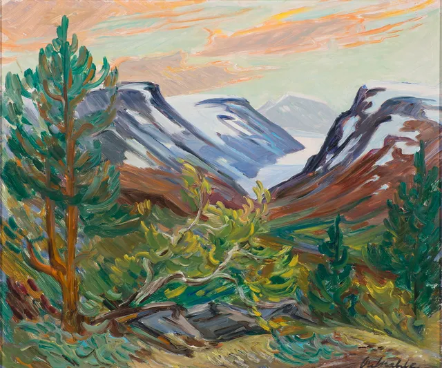 Mæhle, Ole — "Vårkvell ved Storjuvbreen, Bøverdalen" 1971