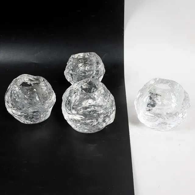 ANN WÄRFF. Ljuslyktor, 4 st, glas, "Snöboll", Kosta Boda.