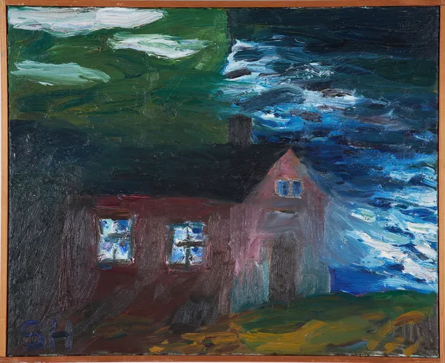 SAARA HARJU (FINLAND 1935-2017). "Fiskarstuga", olja på duk.