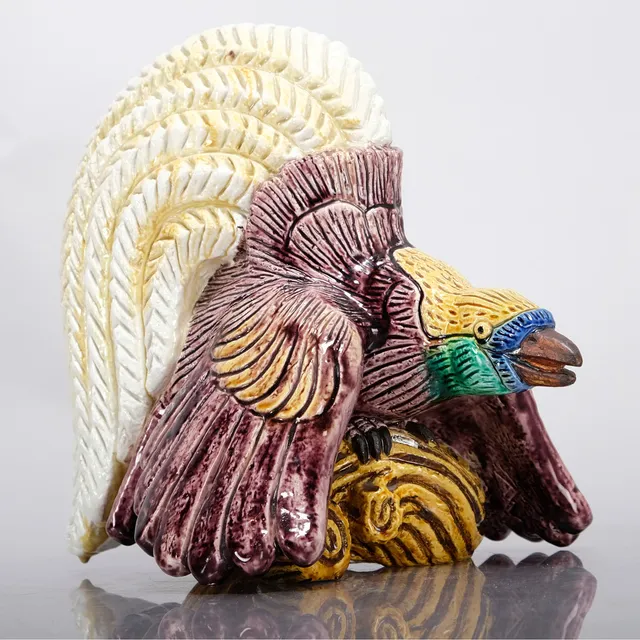 GUNNAR NYLUND. Skulptur, Paradisfågel, Chamotterat-stengods, Rörstrand, signerad & numrerad 29/200.