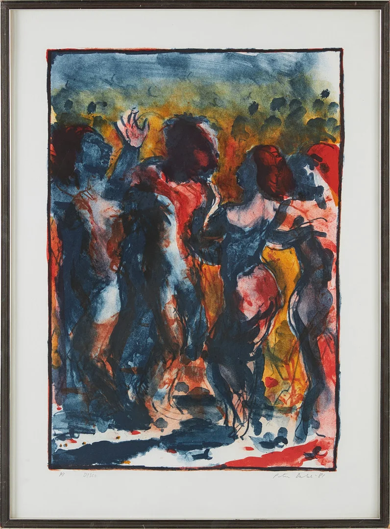 PETER DAHL. "Disco", färglitografi, PT, signerad. — Engravings & Prints — Stockholms Auktionsverk Magasin 5