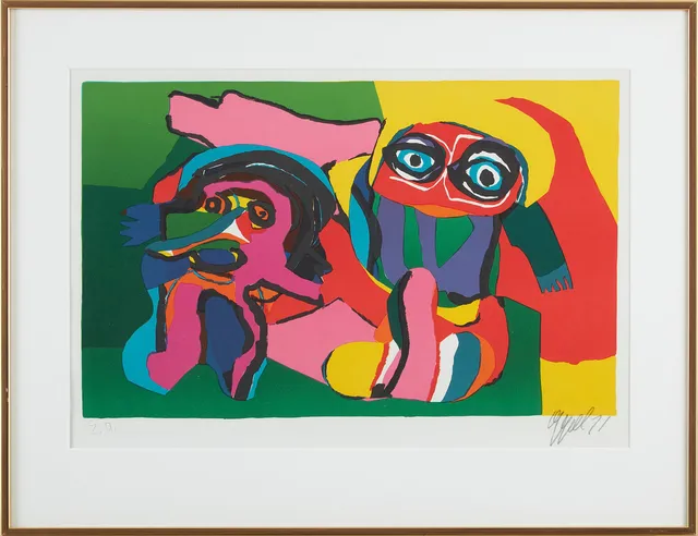 KAREL APPEL. Figurkomposition, färglitografi, signerad, daterad 71, numrerad E.a.