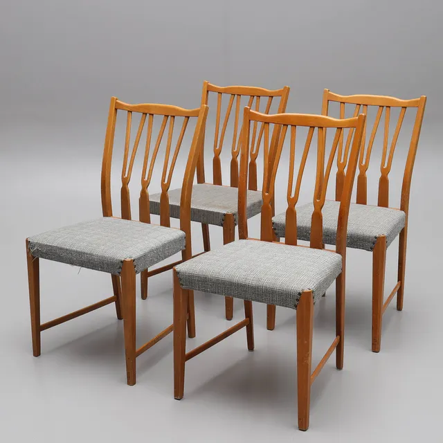 NILS JONSSON. Stolar, 4 st, "Trim", Hugo Troeds, Bjärnum, 1950/60-tal.