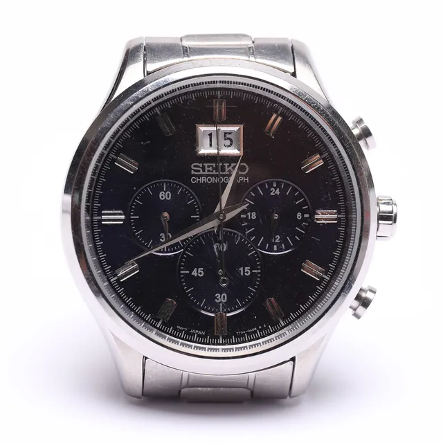 ARMBANDSUR, Seiko, Chronograph, Quartz, i stål, 7T04-OAEO.