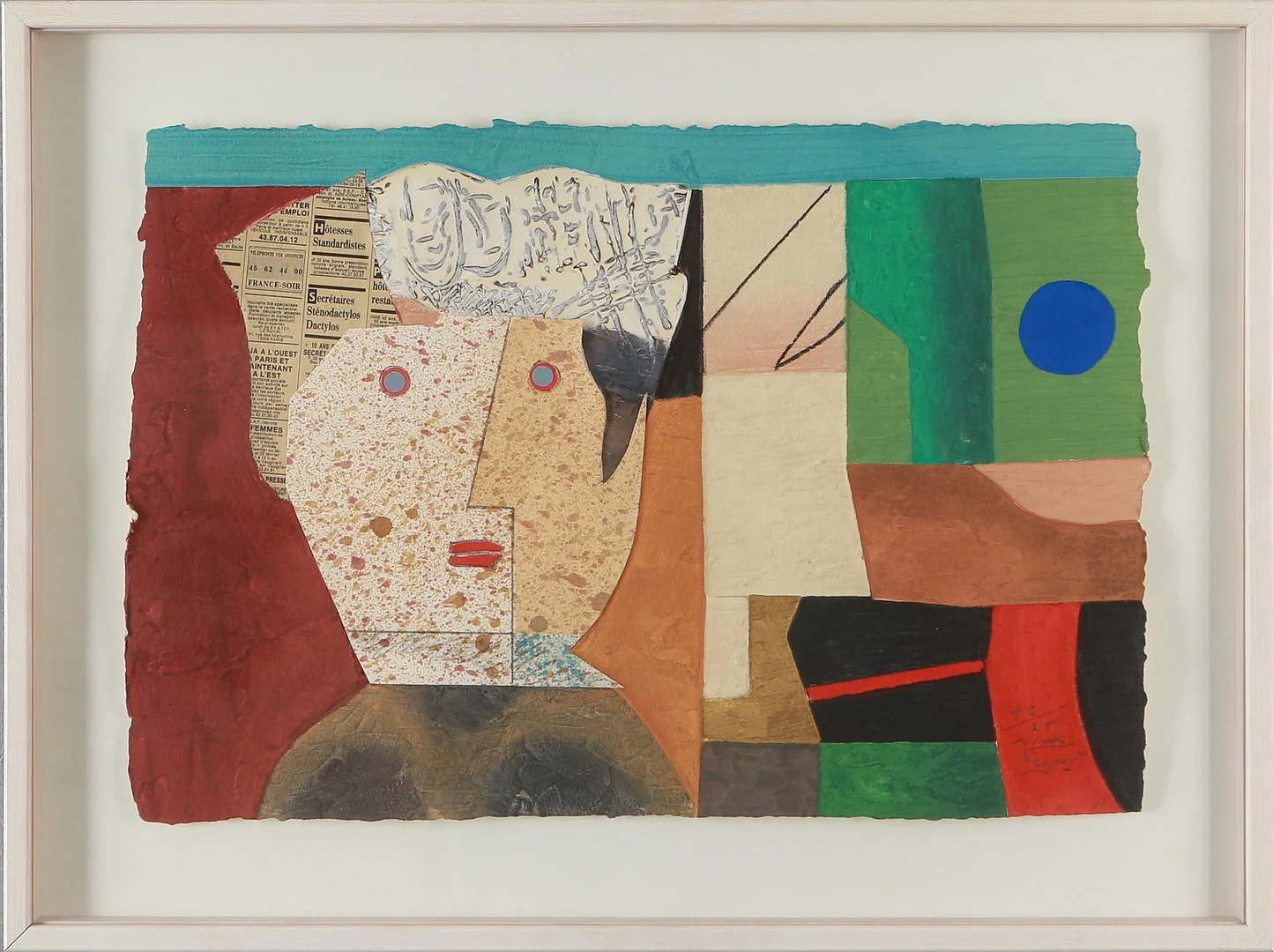 MAX PAPART. Komposition, carborundumetsning med collage, signerad och numrerad 40/125. — Paintings — Auktionshuset Kolonn