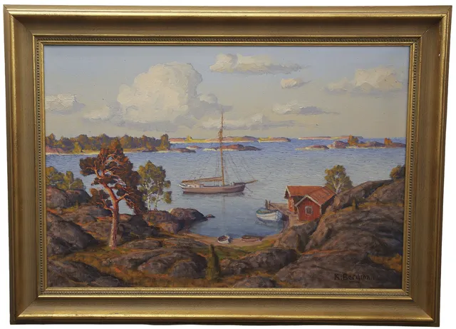 KARL BERGMAN. Skärgårdslandsskap, olja på duk, signerad K. Bergman.