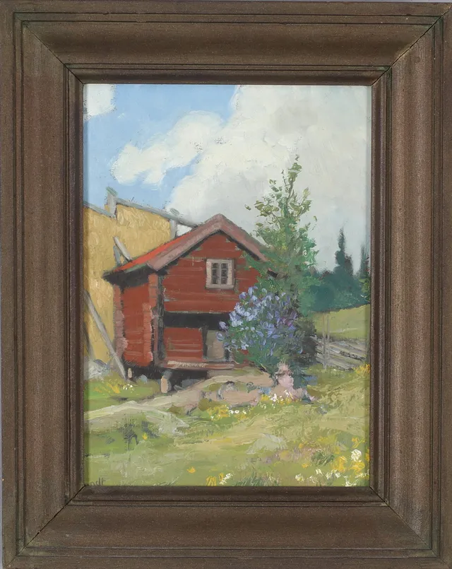 FRIEDRICH WILHELM HUNDT. Komposition, olja på pannå, signerad.