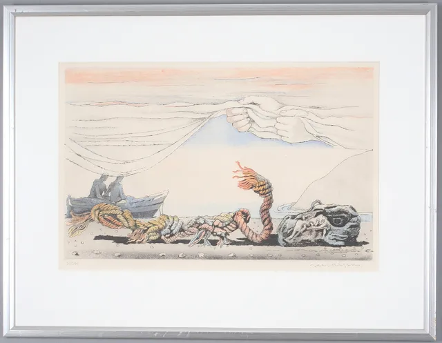 AXEL OLSON. "Vindfläkt", färgetsning, signerad och numrerad 58/260.