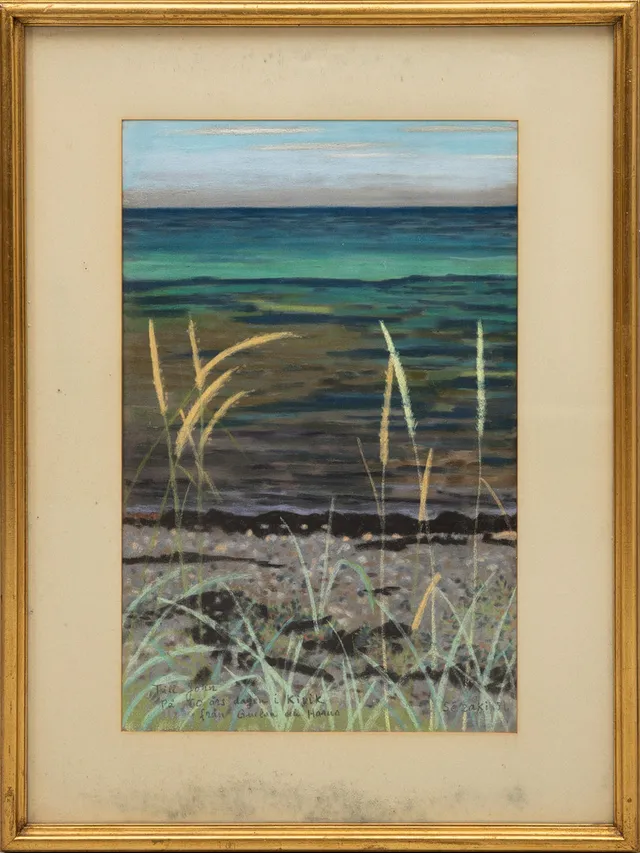 HARUO SEZAKI. Strandbryn, pastell, signerad, daterad 51.