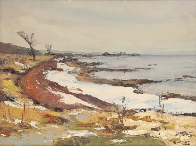 HJALMAR LARSSON. Olja på pannå, signerad.