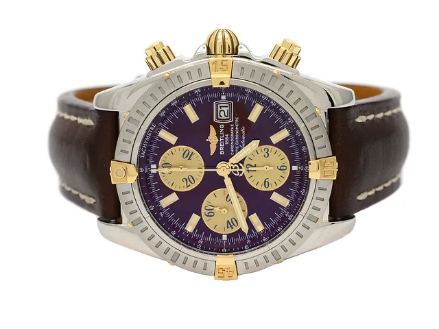 BREITLING, Chronomat Evolution, "Tachymetre", Chronometre, Cal 13 (ETA 7750), Verk nr. , Serie nr. 2073191, Ref nr. B13356, Boett nr. 3405 B4, kronograf, herrur, 43,7 mm, bicolour, automatisk, safirglas, datum, läderband, originalspänne, servad april 2015, cert, januari 2006, box, ytterkartong.
