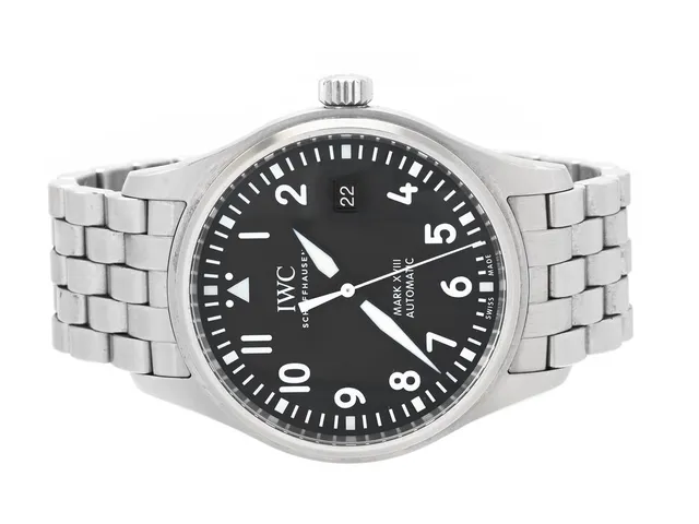 IWC, Schaffhausen, Mark XVIII, Cal 35111, Serie nr. 4696802, Ref nr. IW327015, Boett nr. 7065598, herrur, 40 mm, stål, automatisk, safirglas, datum, originallänk, viklås, cert, oktober 2021, box, ytterkartong.