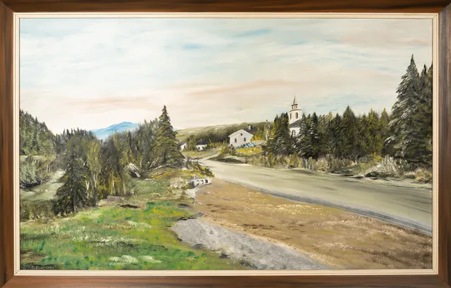 OIDENTIFIERAD KONSTNÄR. Olja på duk, "Underåkers kyrka i Jämtland", signerad.