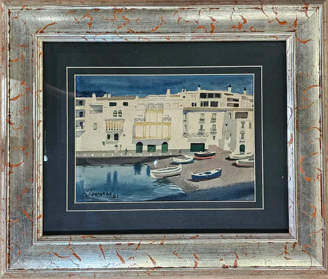 FREDERIC LLOVERAS. "Cadaqués" 1983, Acuarela sobre papel.