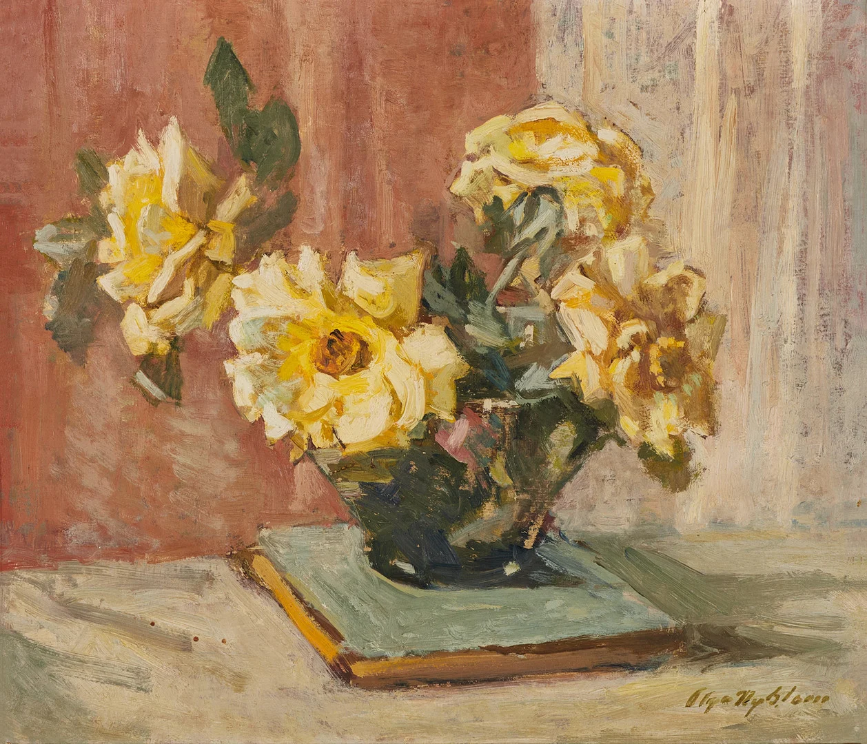 OLGA NYBLOM (Göteborg 1872-1955 Nacka): Stilleben , signerad, olja på pannå. — Paintings — Crafoord Auktioner Stockholm