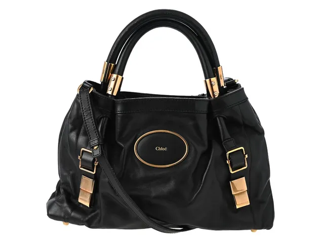 VÄSKA, CHLOÉ, Victoria Tote Bag, svart läder, guldfärgade beslag, 35x23x8 cm, avtagbar axelrem, bruksslitage.