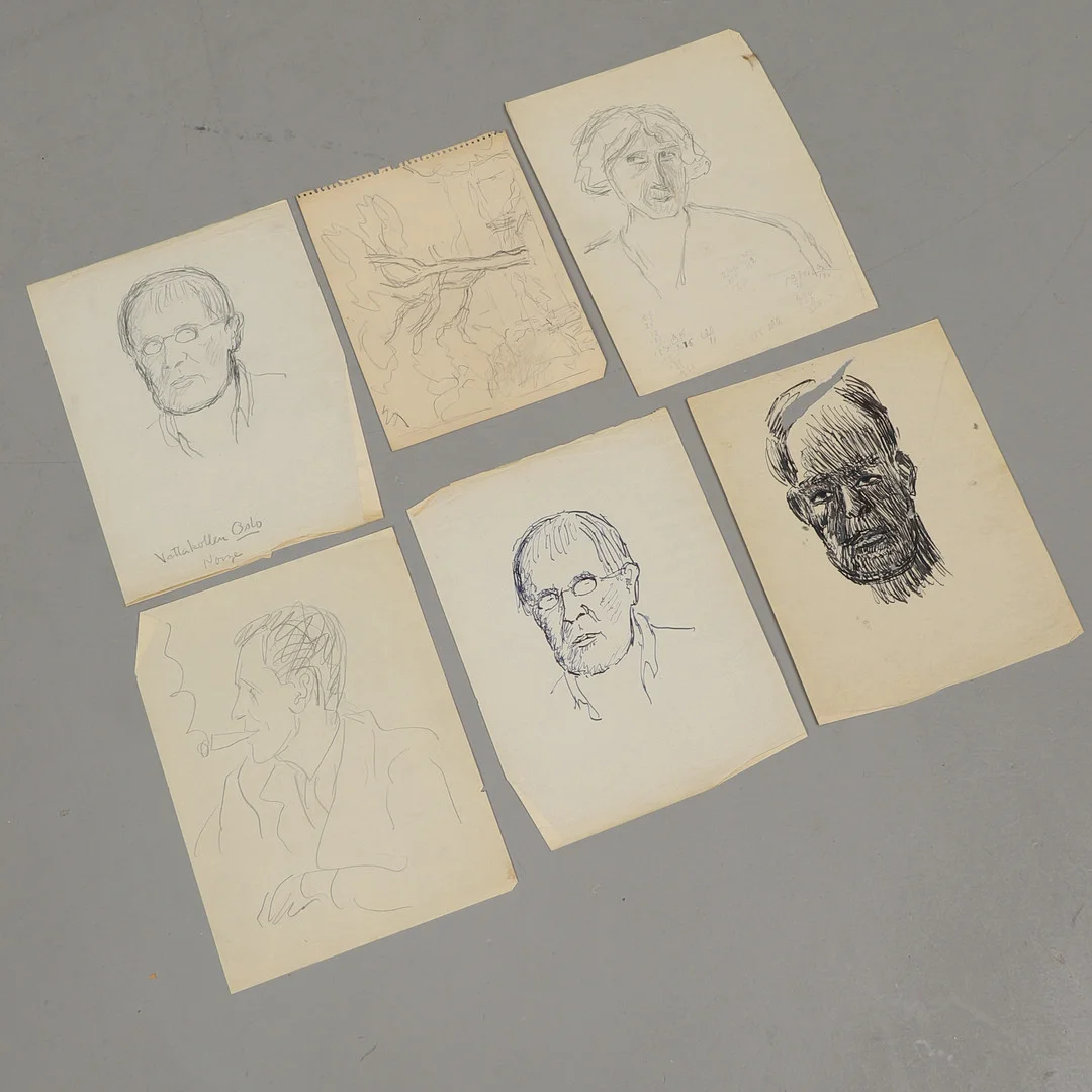 CARL KYLBERG. Teckningar och skisser, 6 st, bl a självporträtt. — Drawings — Crafoord Auktioner Malmö