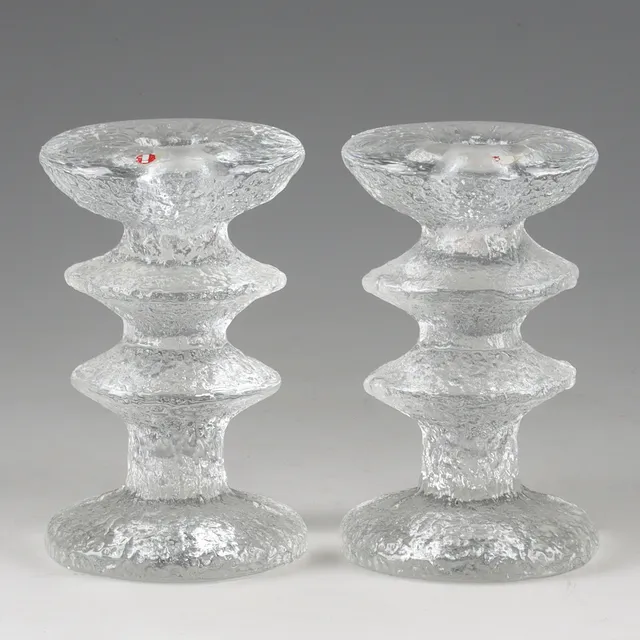 TIMO SARPANEVA. Ljusstakar, 2 st, "Festivo", glas, Iittala, Finland.