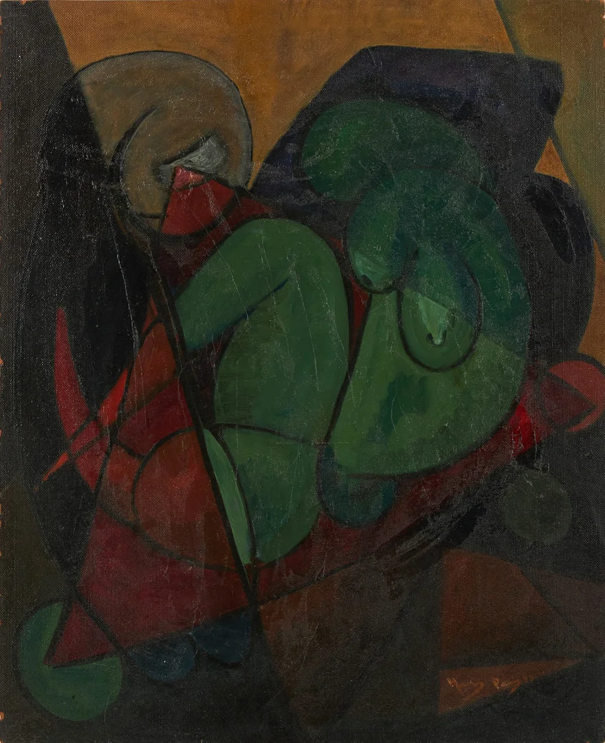 OIDENTIFIERAD KONSTNÄR. Modell, olja på pannå. — Paintings — Stockholms Auktionsverk Magasin 5
