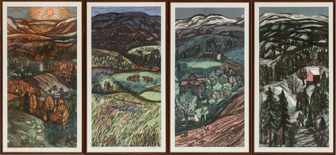 Grøstad, Terje — "Sommer, Høst, Vinter, Vår" 1987 — Kunst/Grafikk — Blomqvist