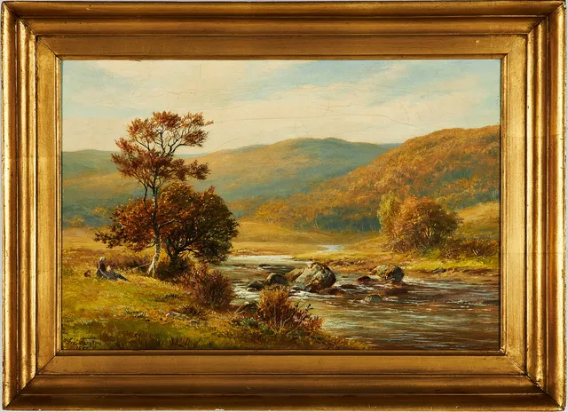 GEORGE TURNER. Landskapsmotiv med fiskare, olja på duk, signerad samt daterad 1891.