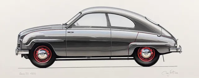 RONY LUTZ. SAAB. Original. Saab 93. Pearl Grey.