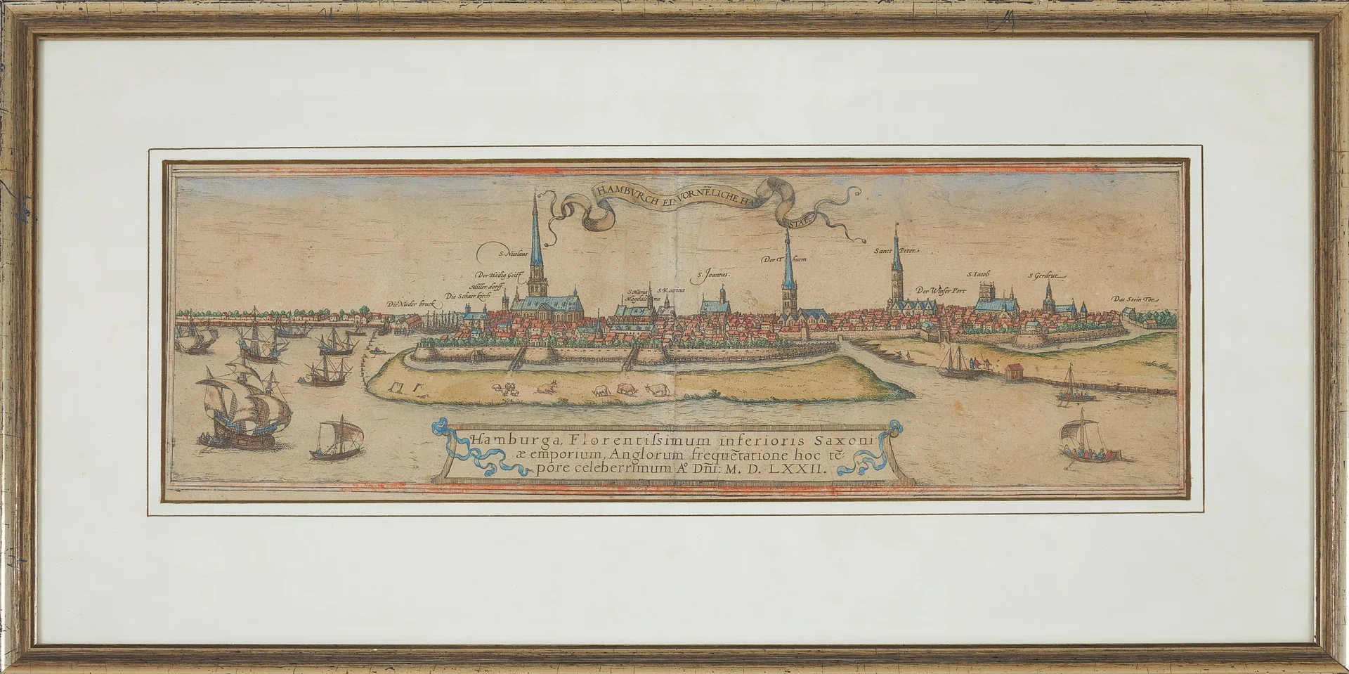 LUBECK AND HAMBURG, GEORG BRAUN & FRANS HOGENBERG. 15/1600-tal, första edition 1572. — Maps — Stockholms Auktionsverk Sickla