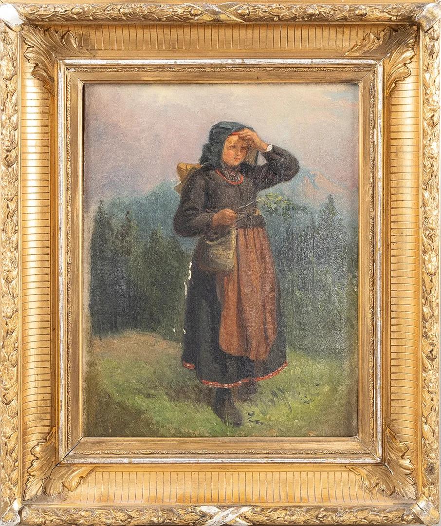 JOSEF WILHELM WALLANDER (1821-1888). TILLSKRIVEN. Flicka i folkdräkt. — Paintings — Stockholms Auktionsverk Helsingborg