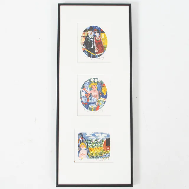 SVEN LIDBERG. Färglitografi, triptyk, signerad och numrerad EA.