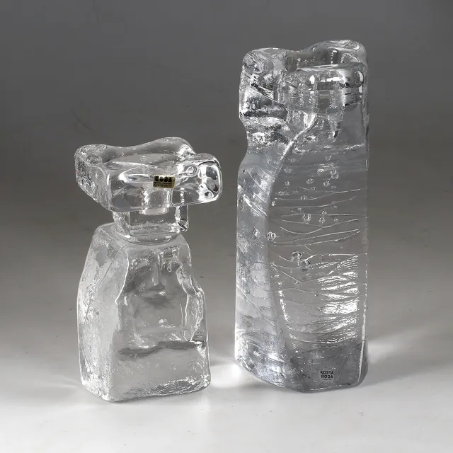LJUSSTAKAR, 2 st, glas, bl.a. Erik Höglund, Boda, 1900-talets senare del.